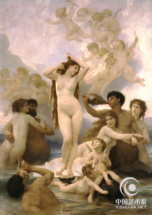 《维纳斯的诞生》 维纳斯即古代希腊神话中的阿芙罗狄德，是爱与美的女神。根据希腊神话描述，维纳斯是克洛诺斯把自己的父亲乌拉诺斯的肢体投入海中时，从海中的泡沫中诞生的。15世纪后半叶，佛罗伦萨画派、艺术大师波提切利的《维纳斯的诞生》即表现了这个爱与美的女神诞生时的情景：少女维纳斯刚刚跃出水面，赤裸着身子踩在一只荷叶般的贝壳之上；她的身材修长而健美，体态苗条而丰满，姿态婀娜而端庄；一头蓬松浓密的散发与光滑柔润的肢体形成了鲜明的对比，烘托出了肌肉的弹性和悦目的胴体；风神齐菲尔吹着和煦的微风，缓缓的把她送到了岸边；粉红、白色的玫瑰花在她身边飘落，果树之神波摩娜早已为她准备好了红色的新装；碧绿平静的海洋，蔚蓝辽阔的天空渲染了这美好、祥和的气氛，一个美的和创造美的生命诞生了。
