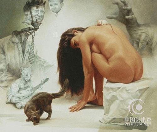 秘鲁画家人体油画展示，南美女子翘臀浑然天成的内在流露
